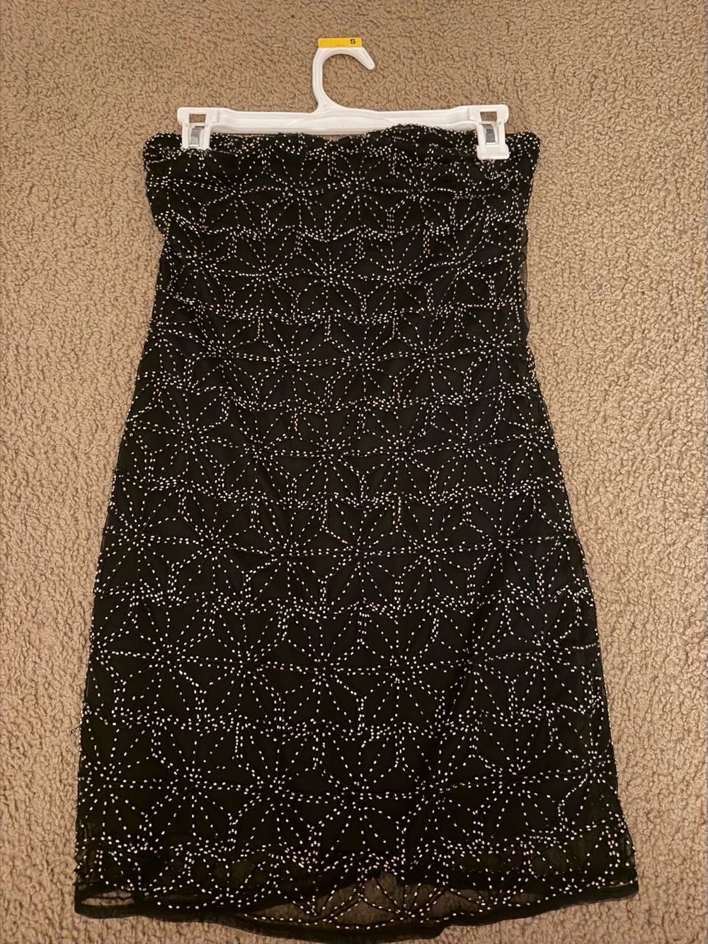 Lulu's Black Strapless Beaded Mini Dress